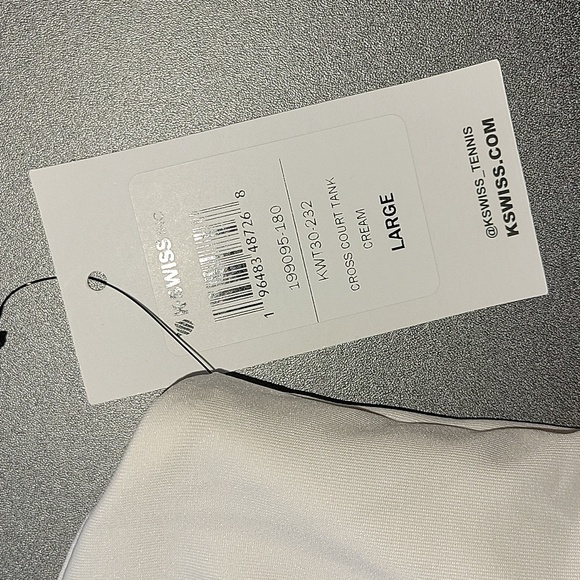 K-SWISS  Women's Cross Court Tennis Tank cream/ pink sz Large NEW - Picture 4 of 7